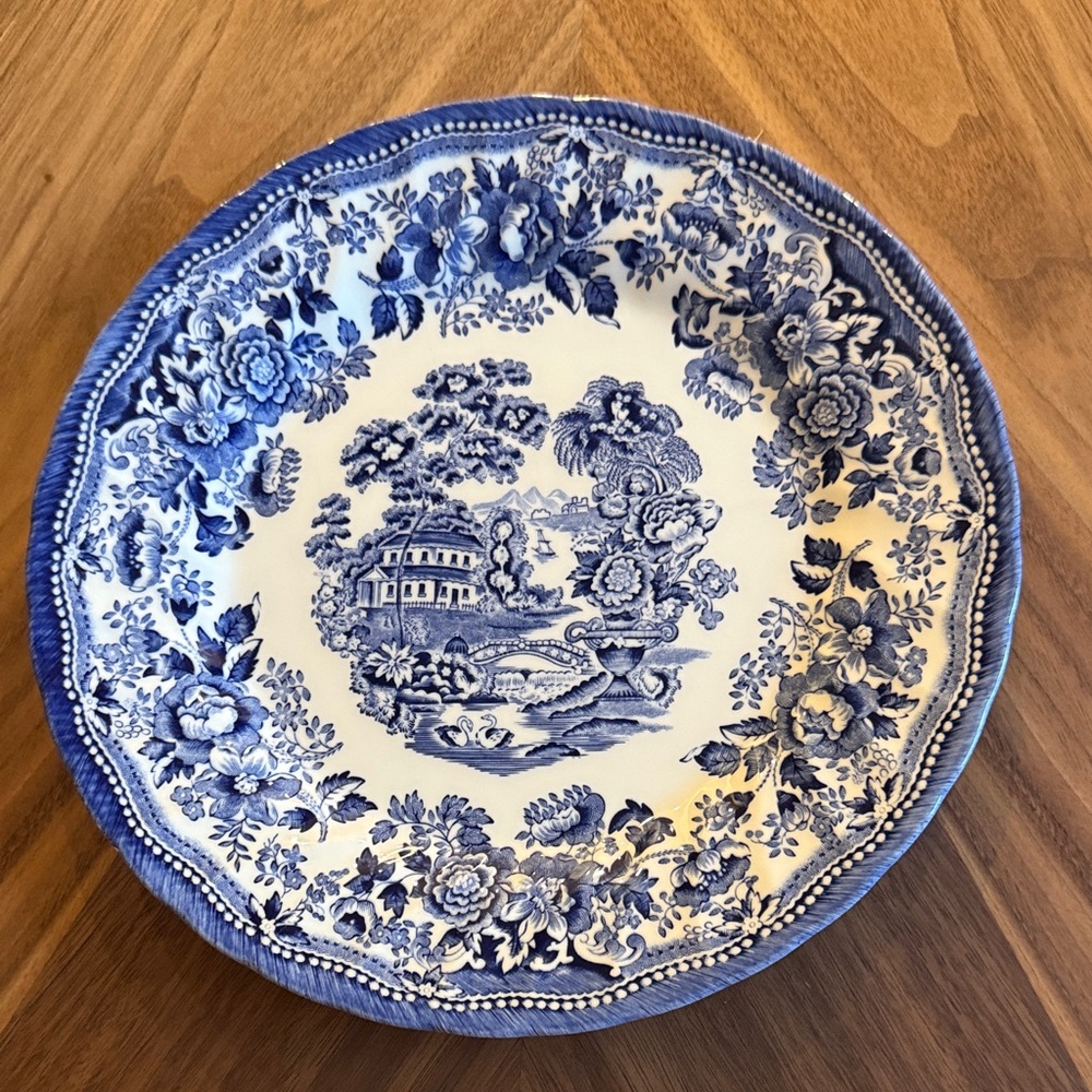 Blue and White Floral Dinner Plate